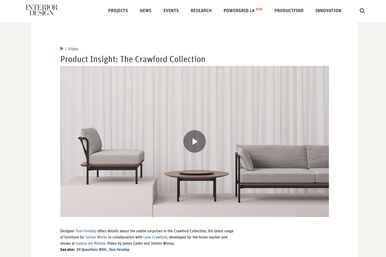 190527 USA-Interior Design-190523 Online-Video interview with Tom Fereday as he introduces his new collection from Behind The Scenes