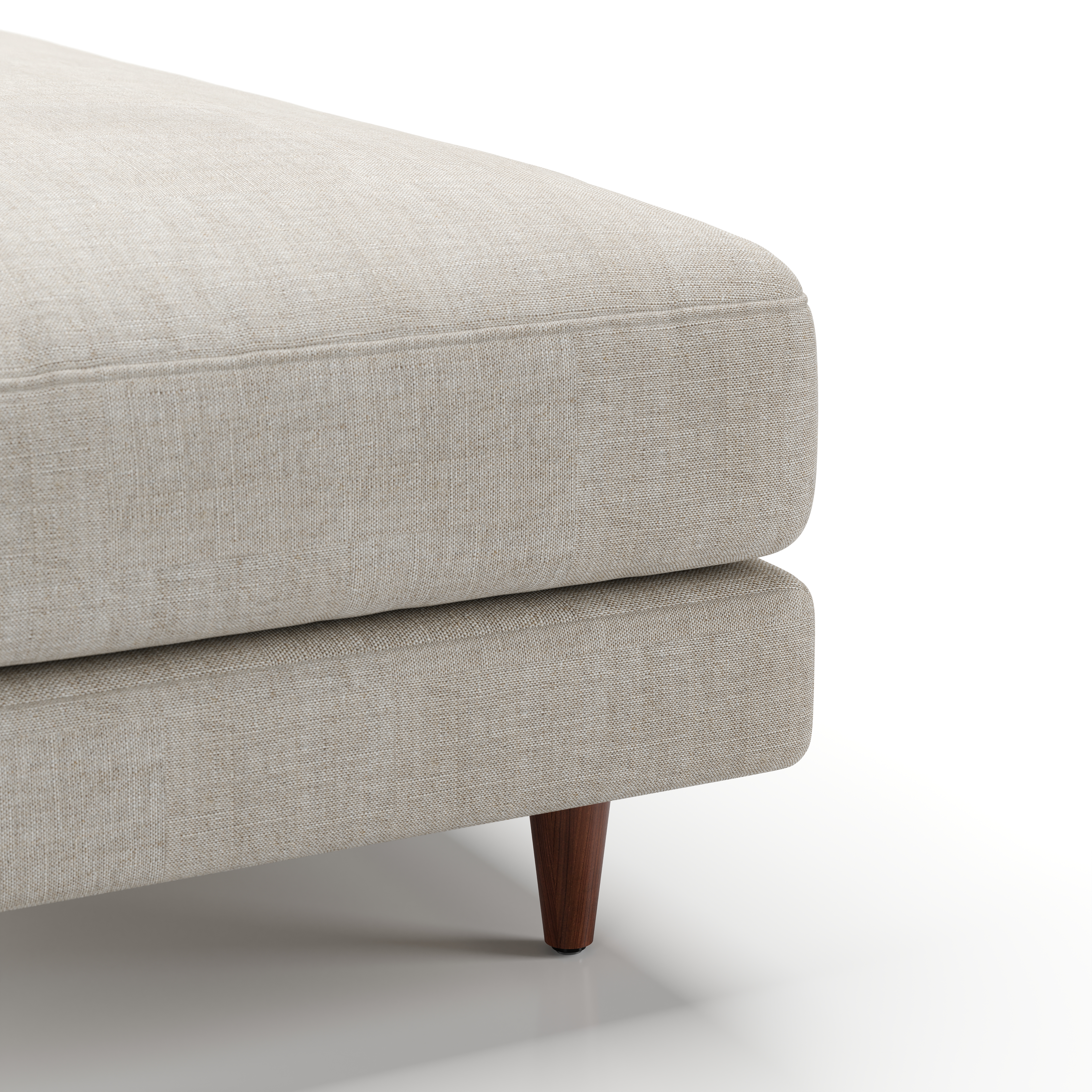 AT-S521.WN.BF6043 Atelier Ottoman Half-Leg Natural Walnut L493 Sanfor OATMEAL 0024 Detail
