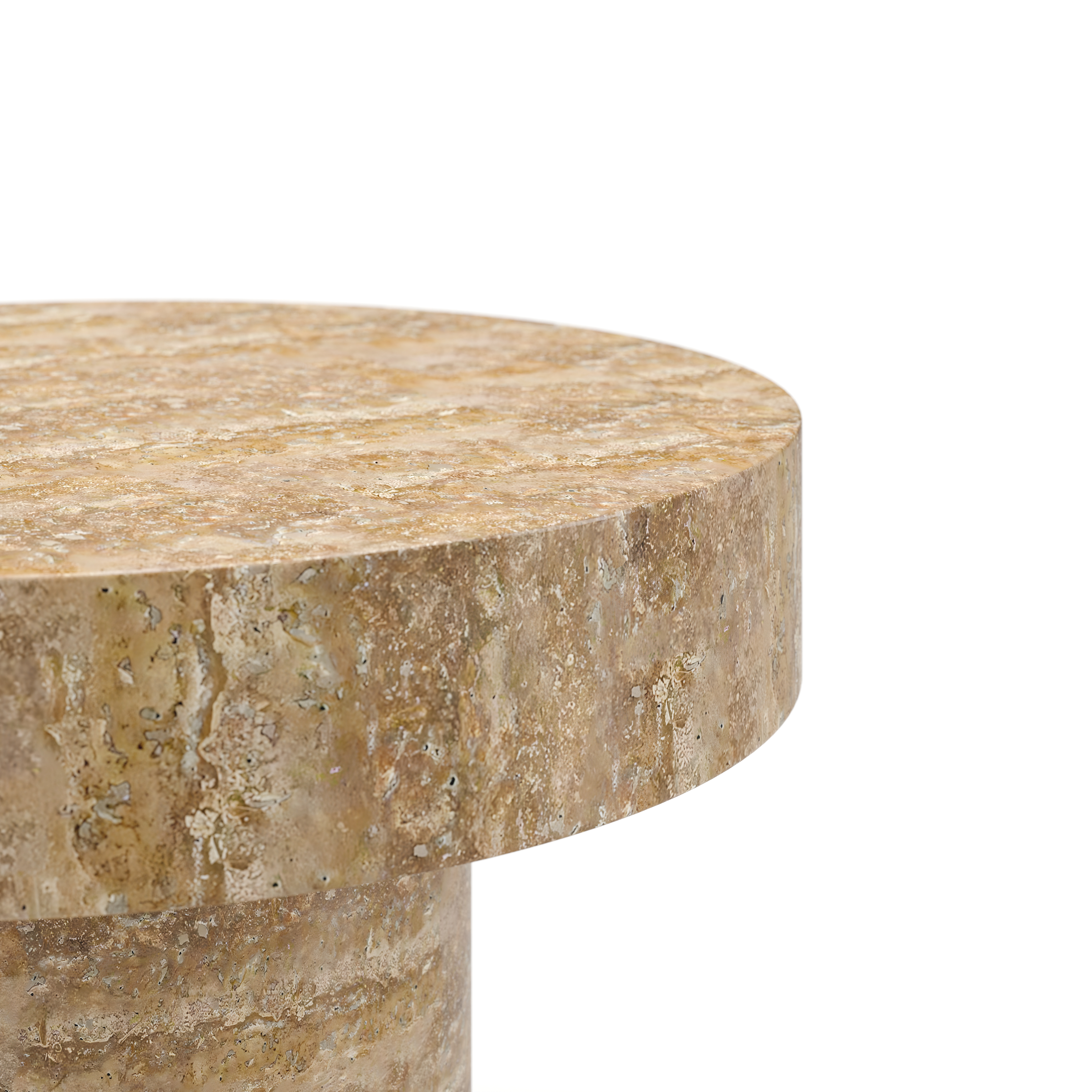 AT-T110-450.Noce Atelier Side Table Small-C450 Brushed Noce Travertine Detail