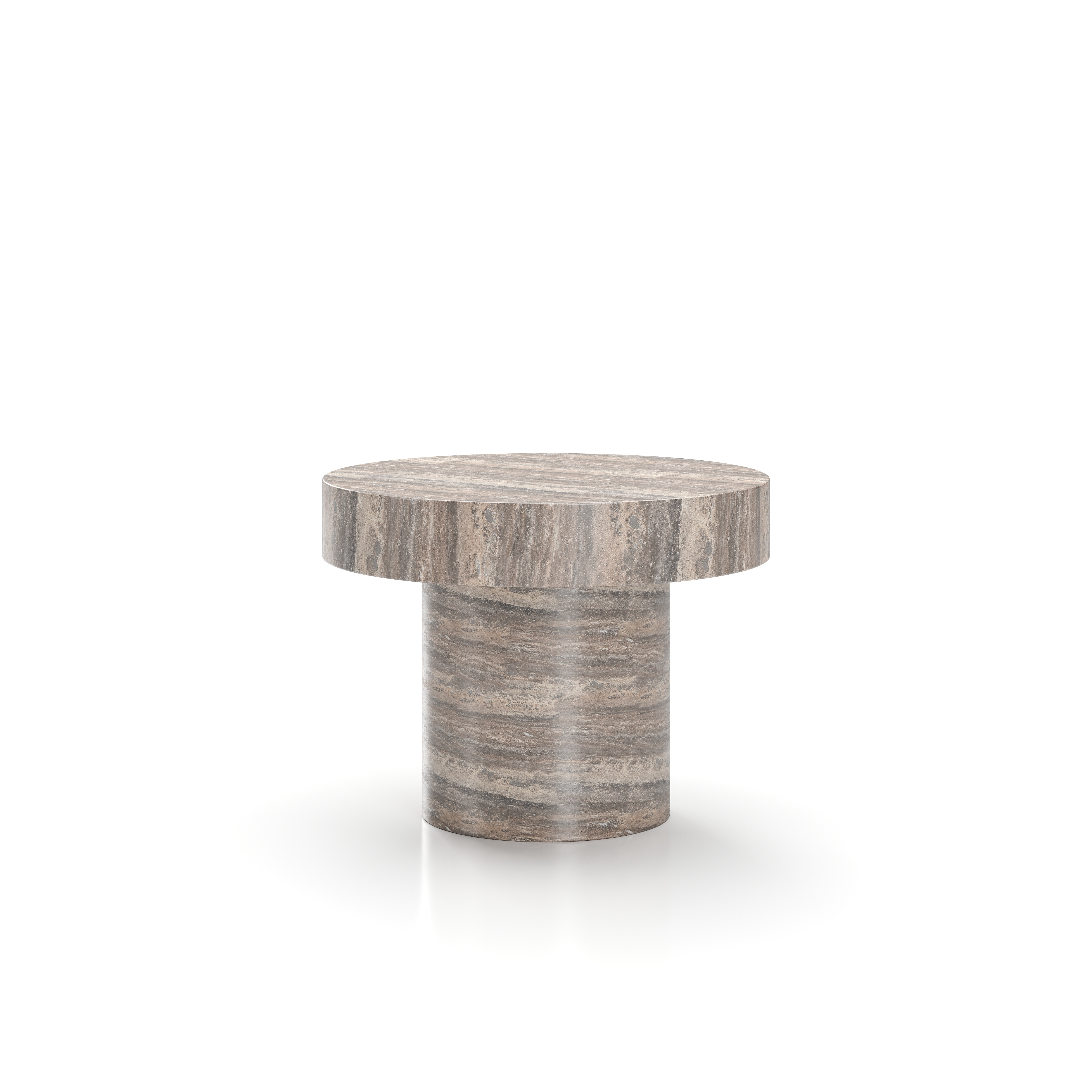 AT-T110-450.Silver Atelier Side Table Small-C450 Brushed Silver Travertine