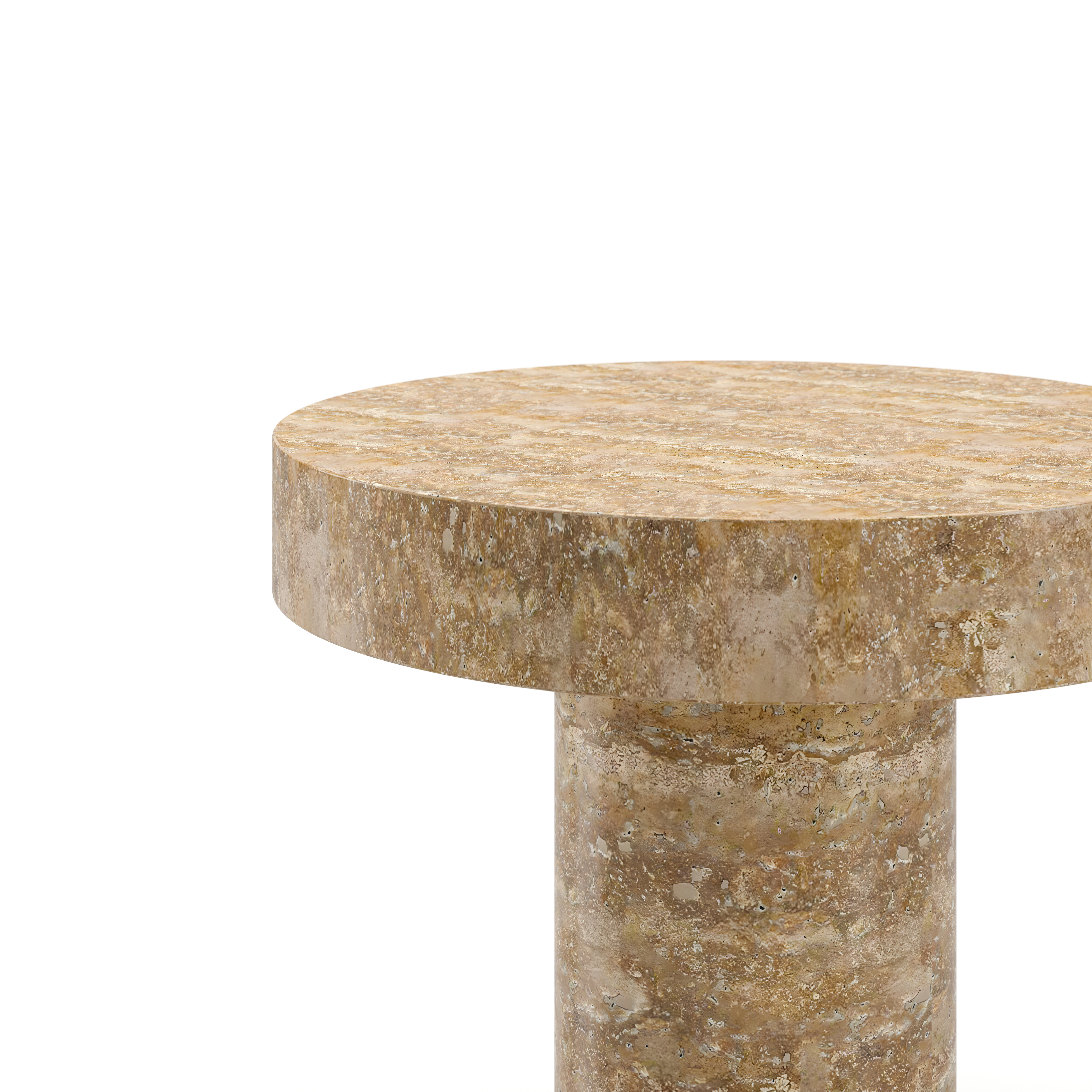 AT-T110-600.Noce Atelier Side Table Large-C600 Brushed Noce Travertine Detail 3