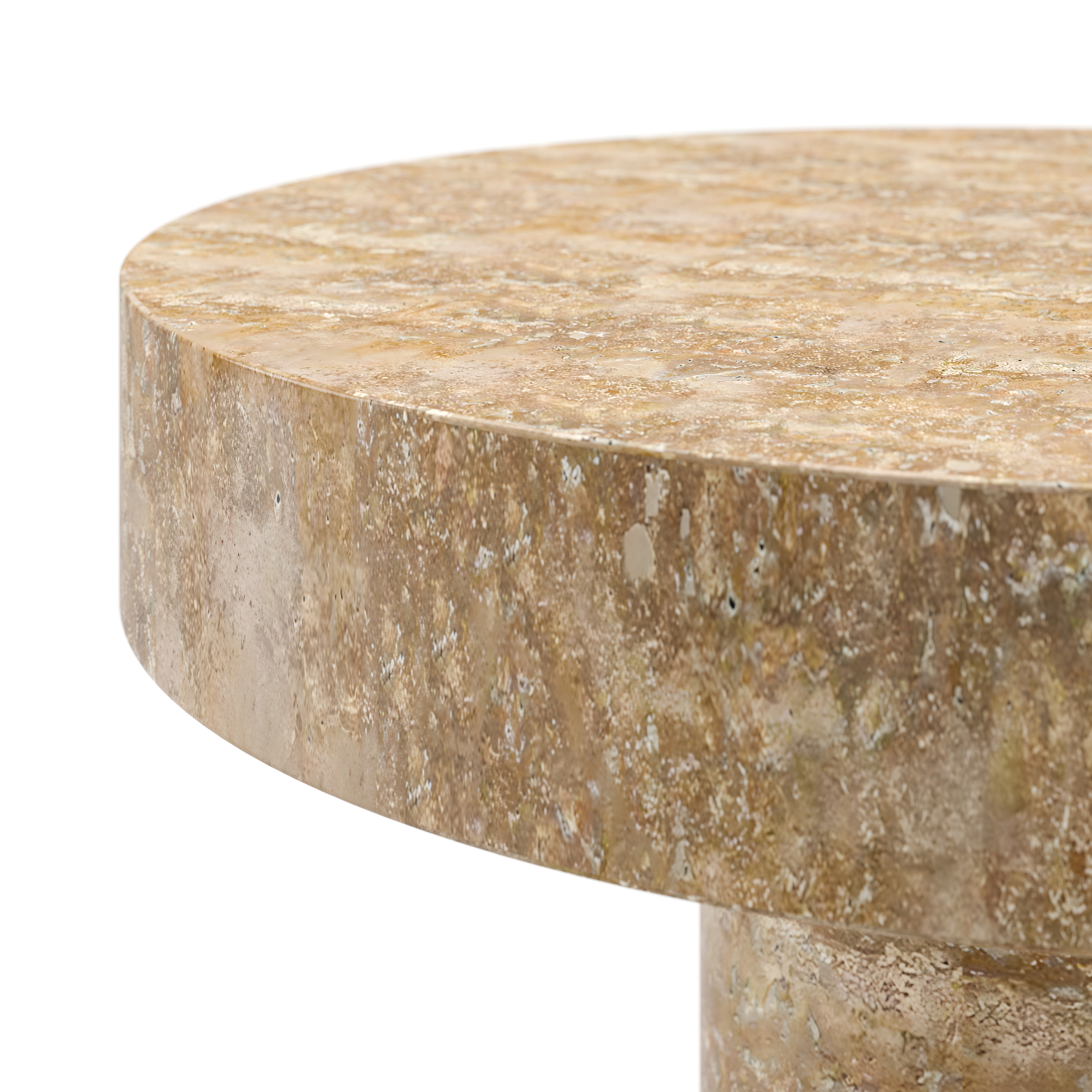 AT-T110-600.Noce Atelier Side Table Large-C600 Brushed Noce Travertine Detail2