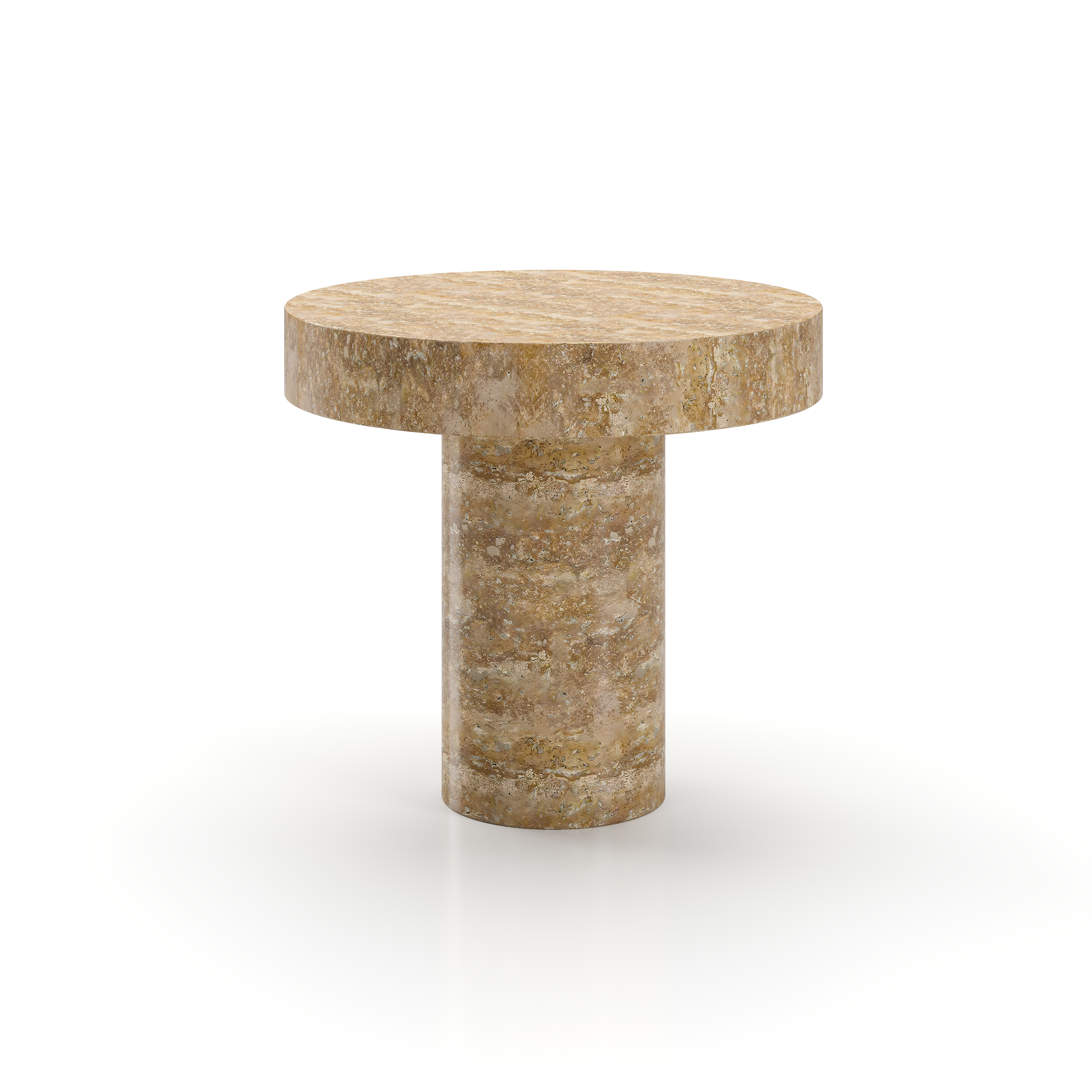 AT-T110-600.Noce Atelier Side Table Large-C600 Brushed Noce Travertine Front