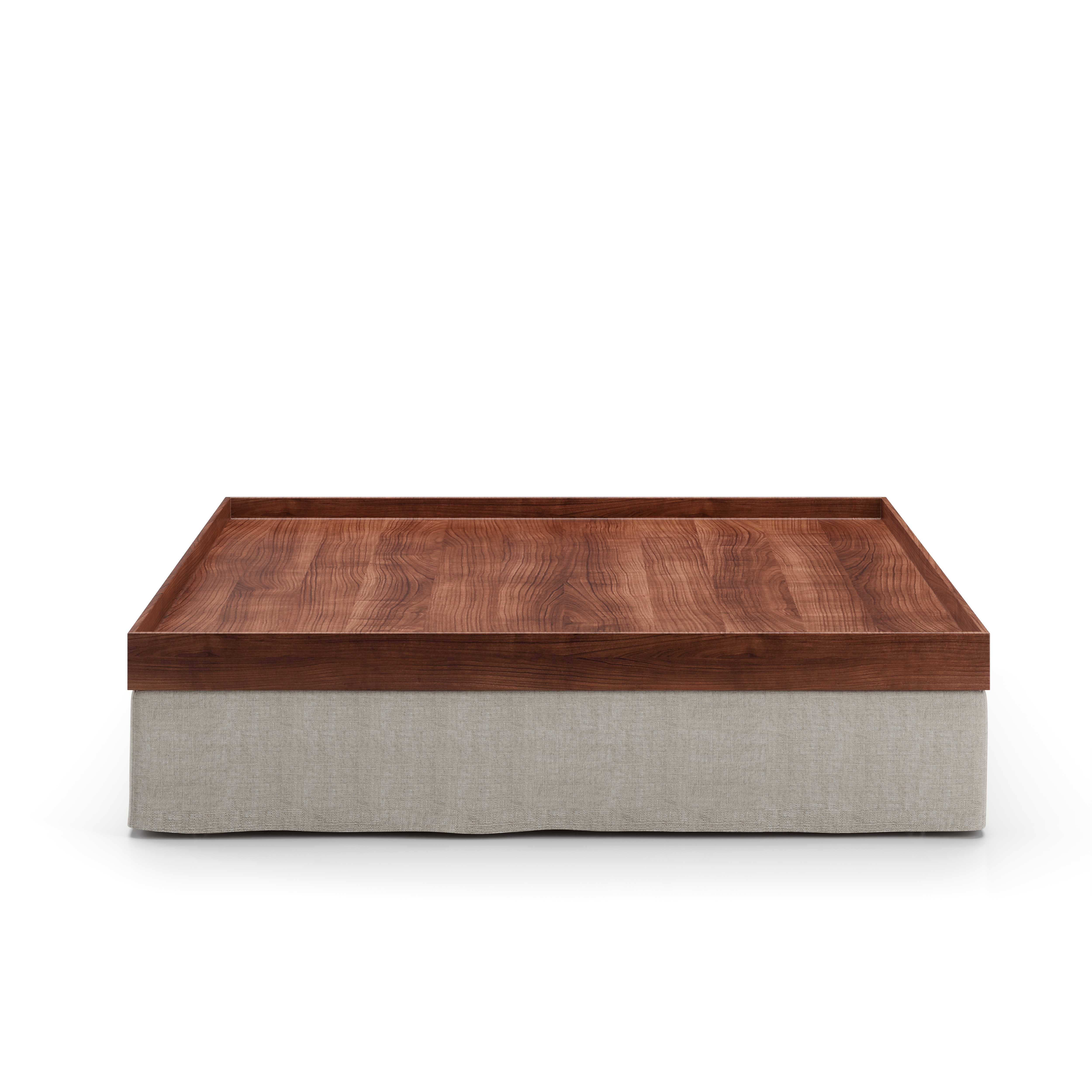 AT-T530.WN.BF6043 Atelier Corner Tray-Skirt Natural Walnut L493 Sanfor OATMEAL 0024 Front