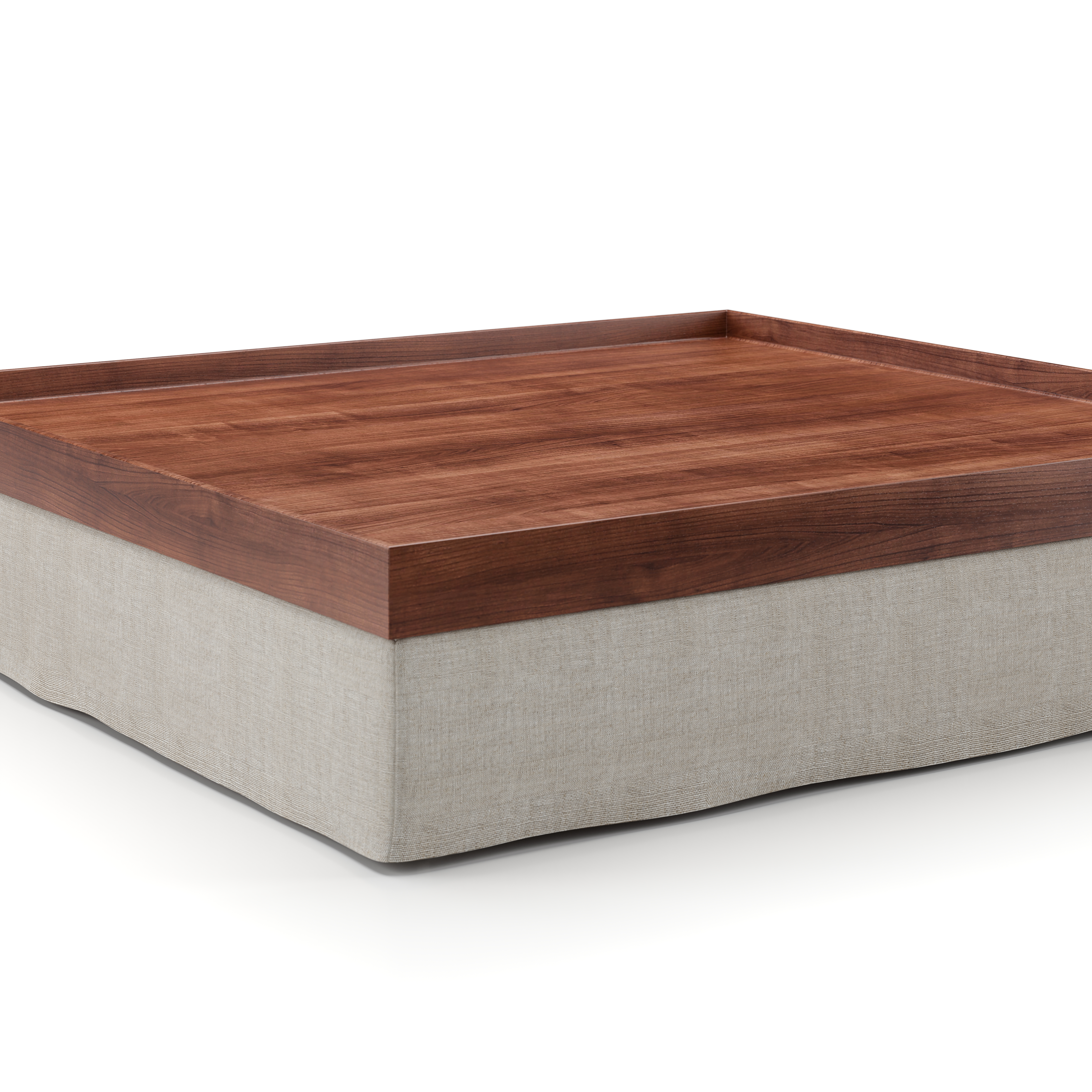 AT-T530.WN.BF6043 Atelier Corner Tray-Skirt Natural Walnut L493 Sanfor OATMEAL 0024 Side