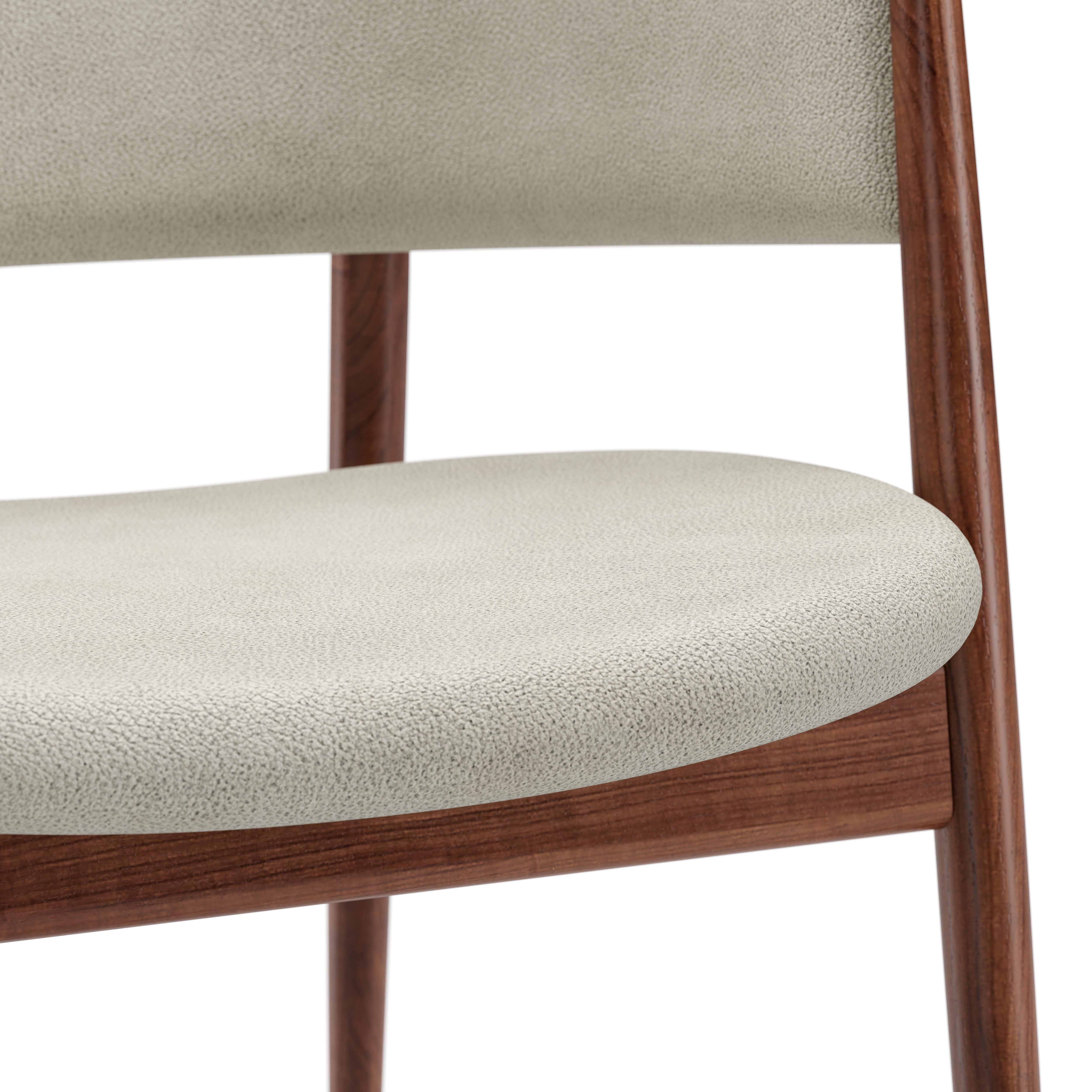OG-S210-H.WN.BL2031 Ougi Dining Chair Half Back Natural Walnut York Snow Fox 7068 Detail