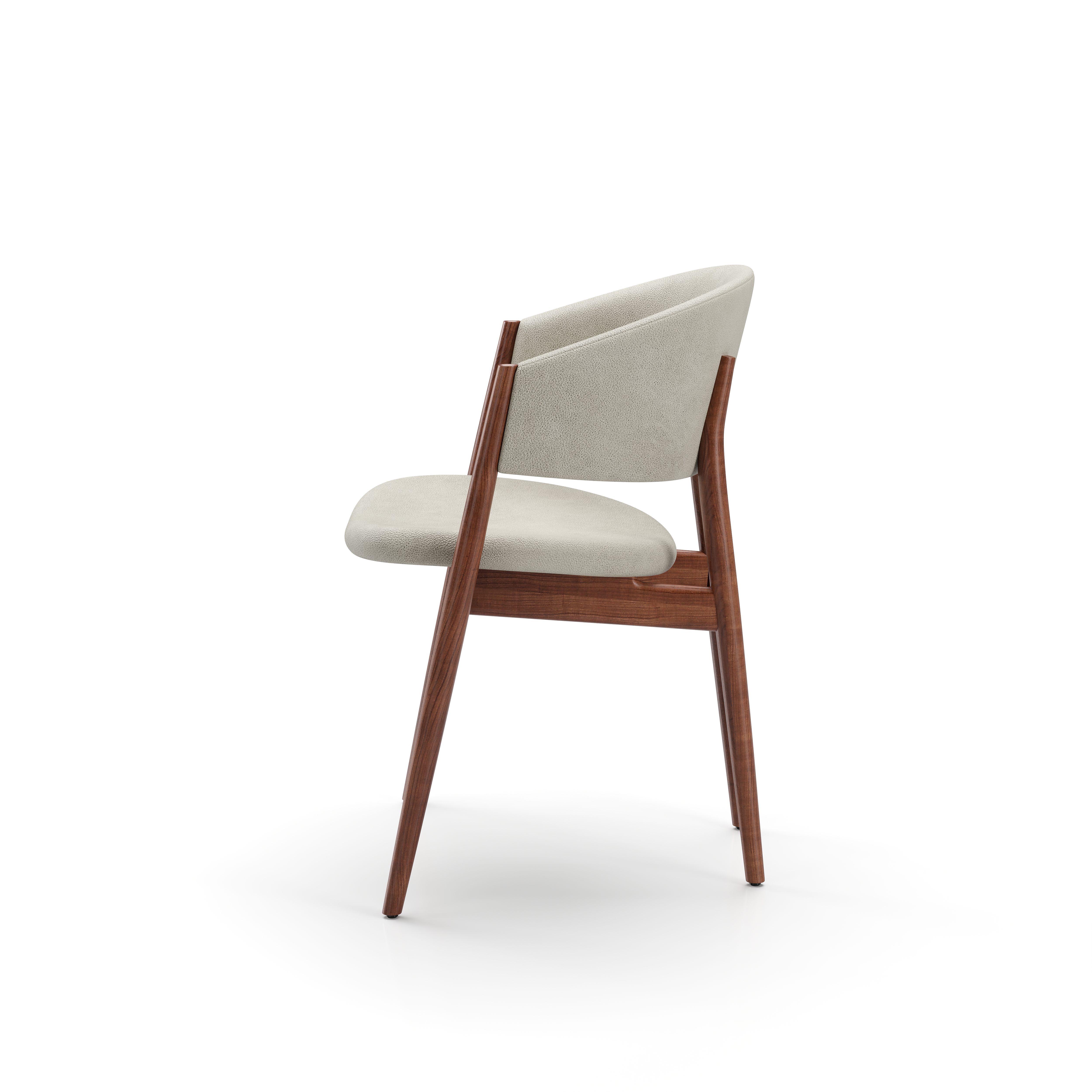OG-S210-H.WN.BL2031 Ougi Dining Chair Half Back Natural Walnut York Snow Fox 7068 Side
