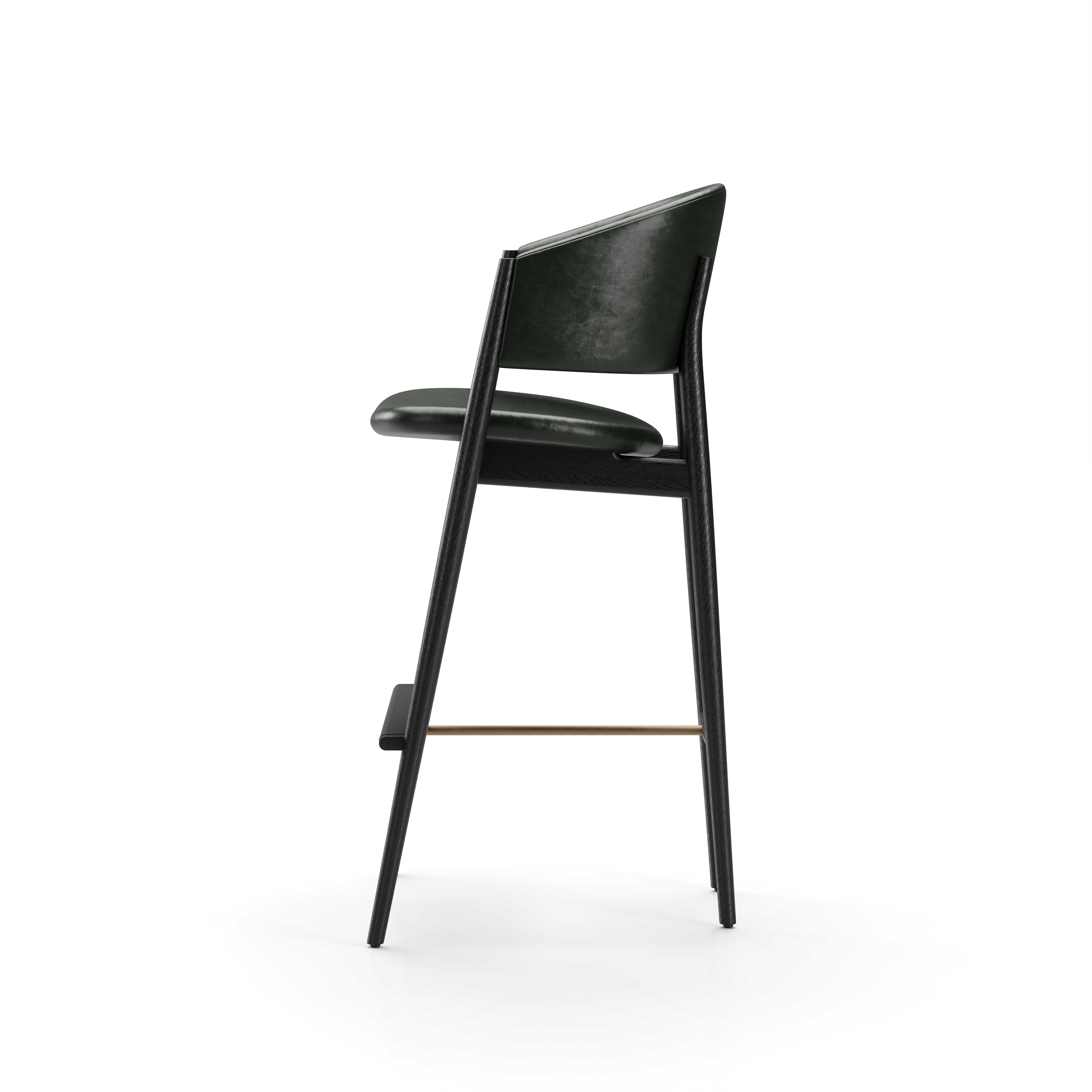 OG-S310-750.OBL.AL1003 Ougi Bar Chair Black Oak Newcastle Green New 35 Side